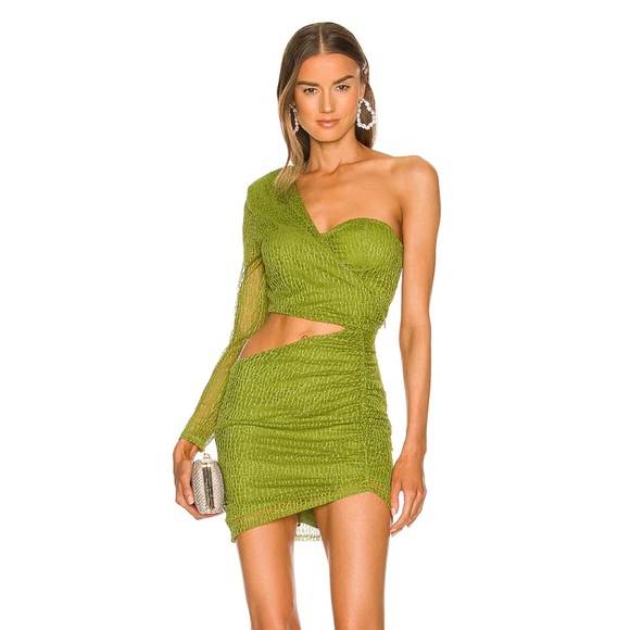 Michael Costello Green One-Shoulder Dress - Picture 1 of 5